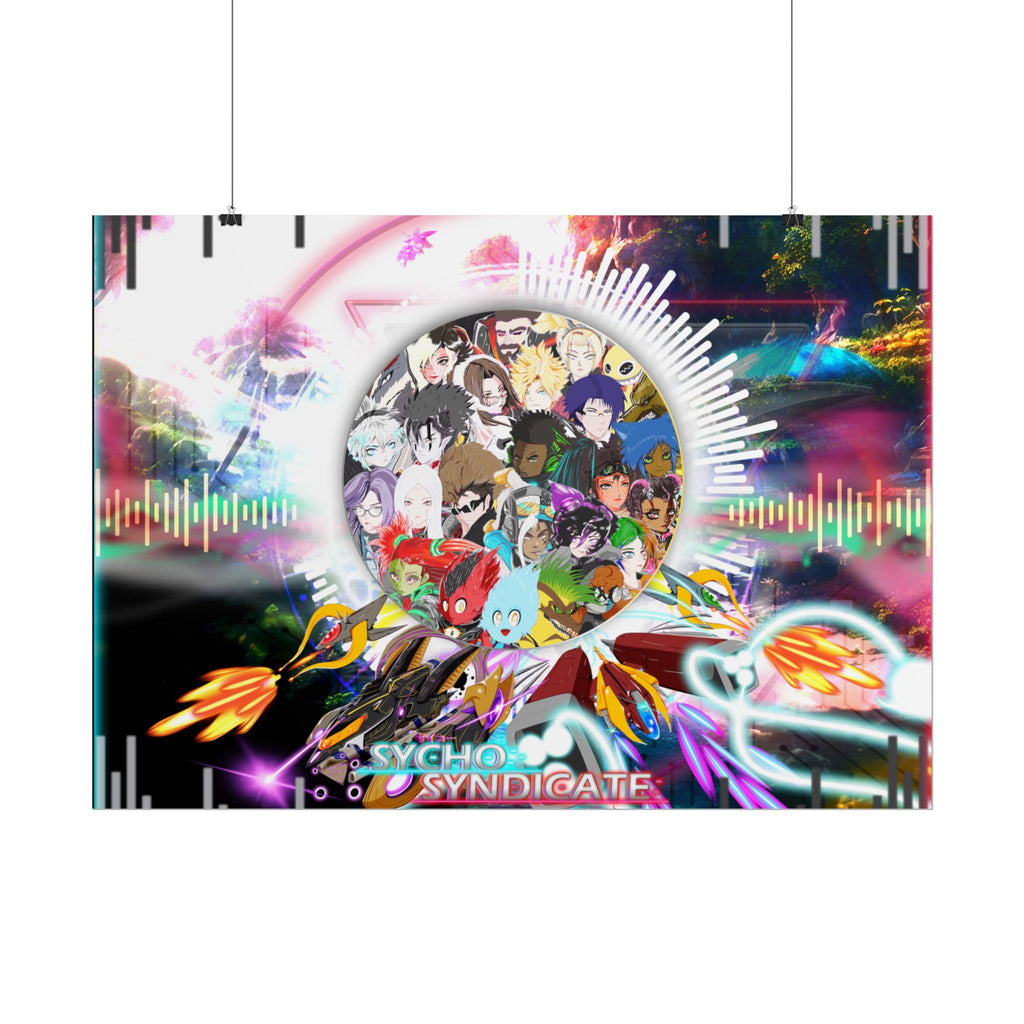 Rolled Poster — Psychedelic Anime Collage - Sycho Syndicate Visualizer Art Print