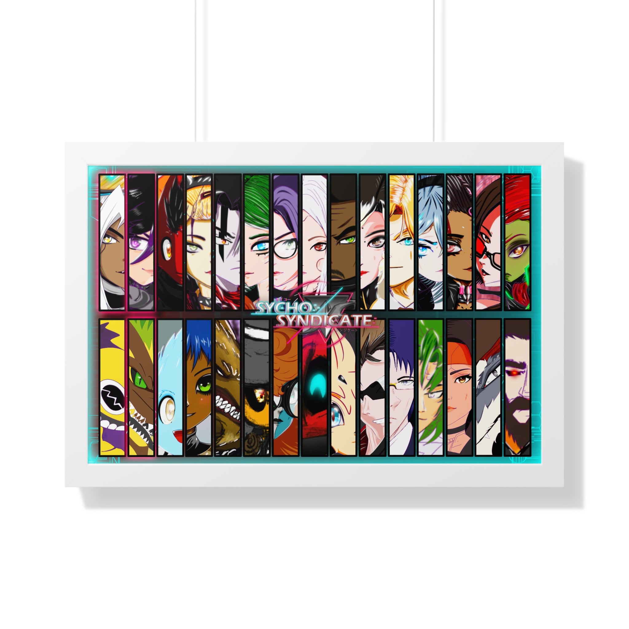 Framed Sycho Syndicate Group Character Collage Poster — Sycho Syndicate Horizontal Art Print