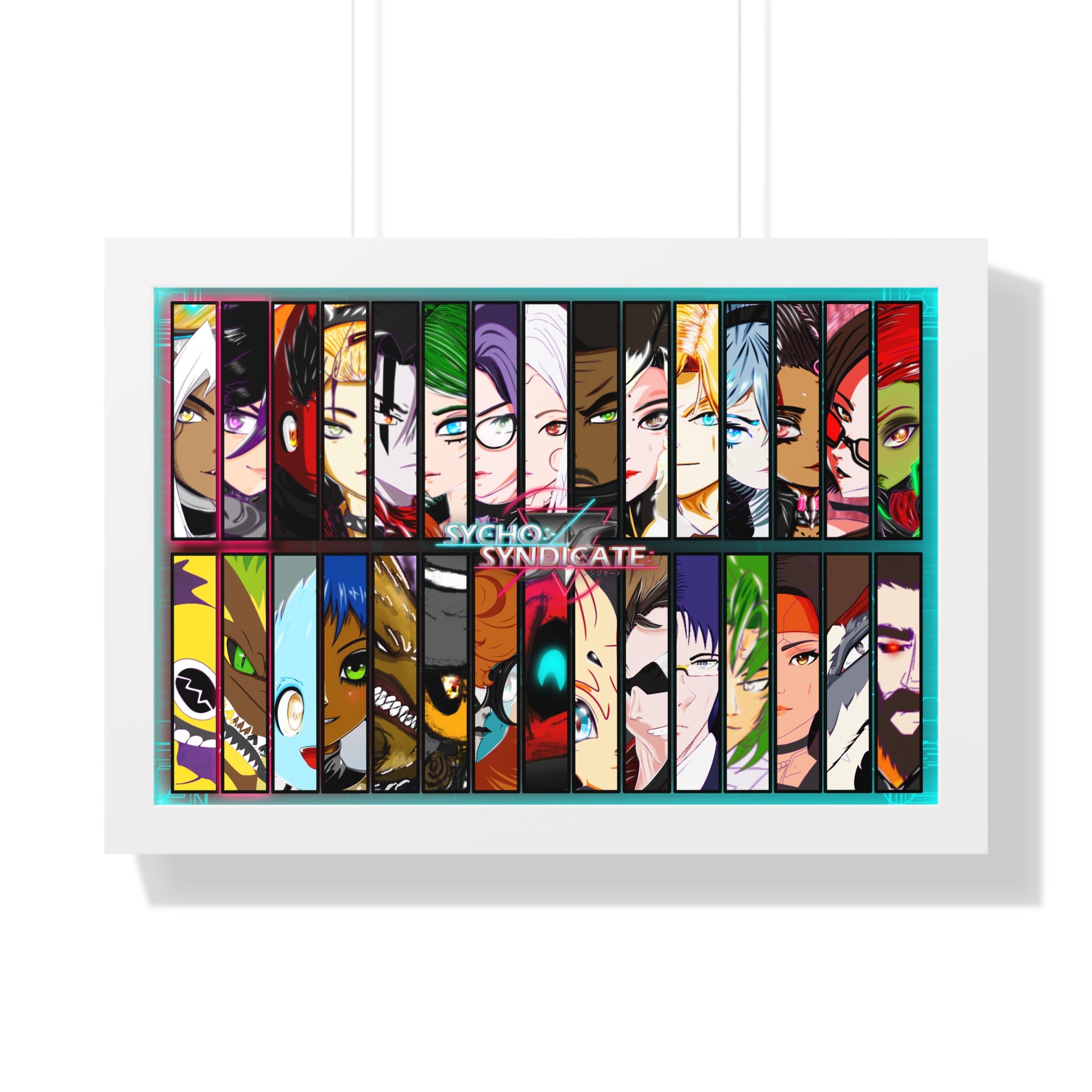 Framed Sycho Syndicate Group Character Collage Poster — Sycho Syndicate Horizontal Art Print