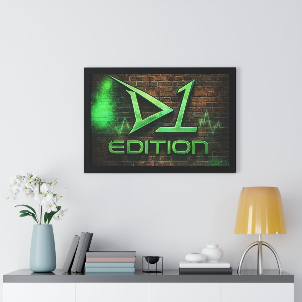 Framed Poster - Green Spray Wall Logo "D1 Edition"