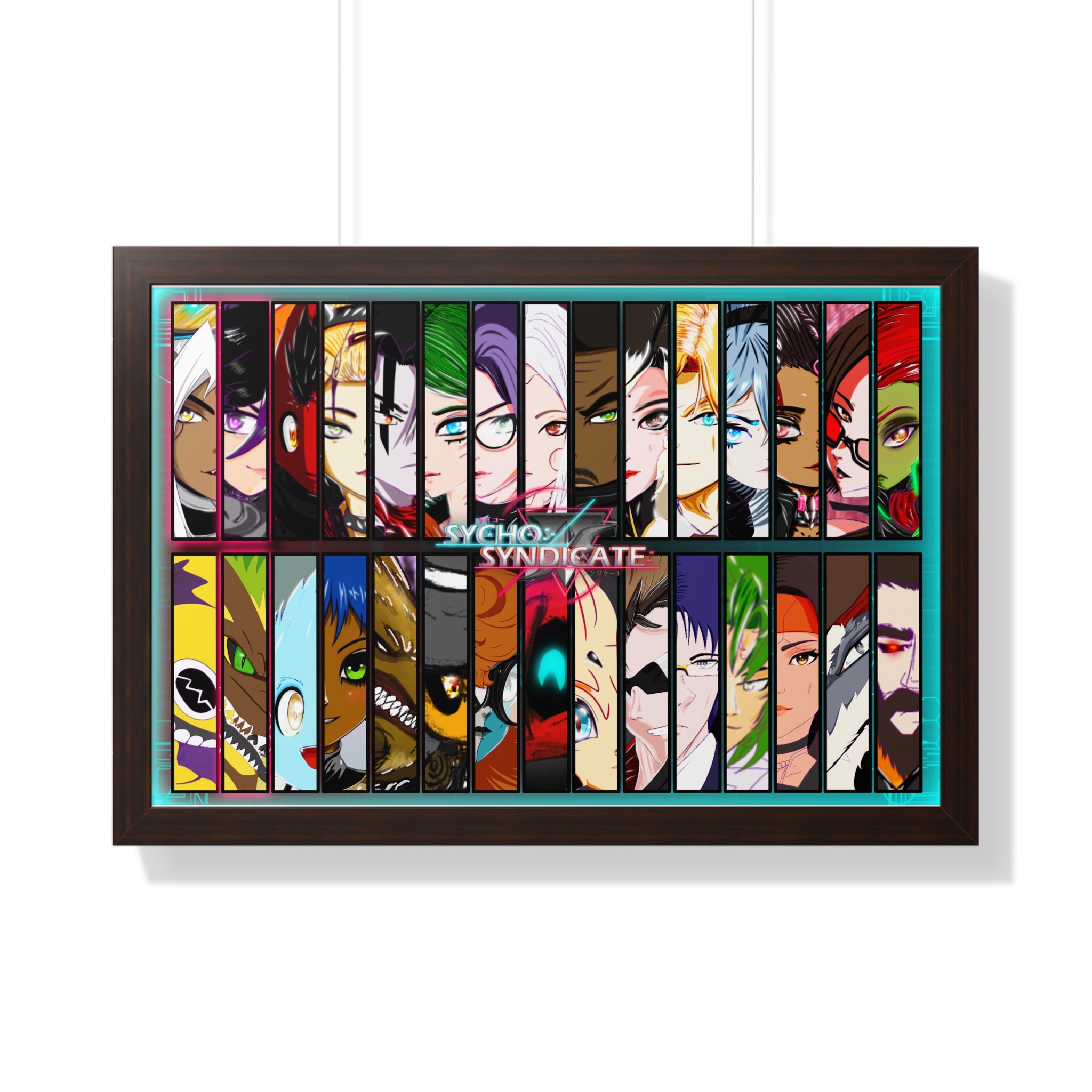 Framed Sycho Syndicate Group Character Collage Poster — Sycho Syndicate Horizontal Art Print