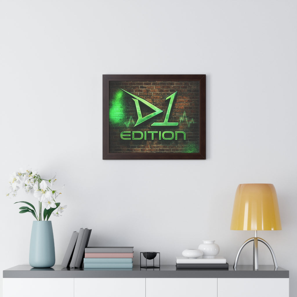 Framed Poster - Green Spray Wall Logo "D1 Edition"