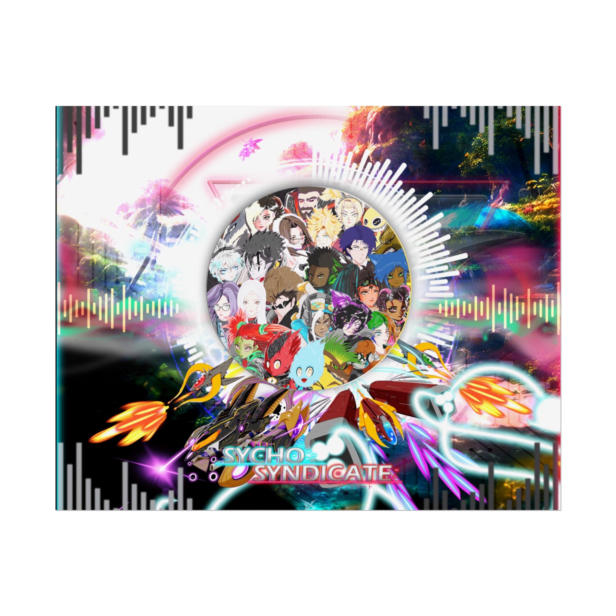 Rolled Poster — Psychedelic Anime Collage - Sycho Syndicate Visualizer Art Print
