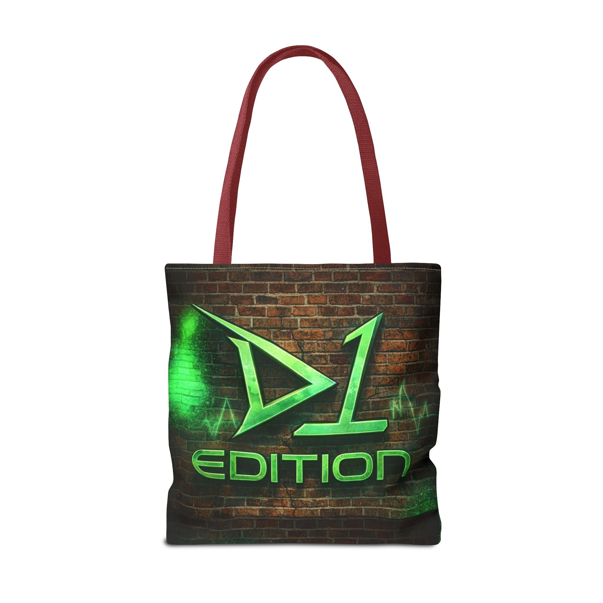 D1 Edition Graphic Tote Bag - Green Neon Brick Wall Design