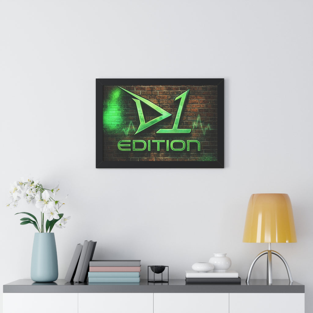 Framed Poster - Green Spray Wall Logo "D1 Edition"