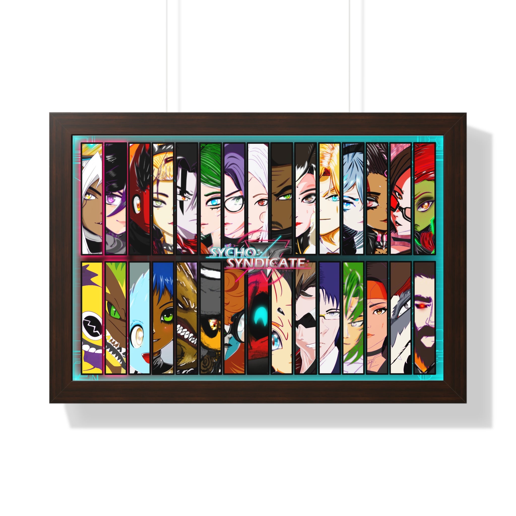 Framed Sycho Syndicate Group Character Collage Poster — Sycho Syndicate Horizontal Art Print