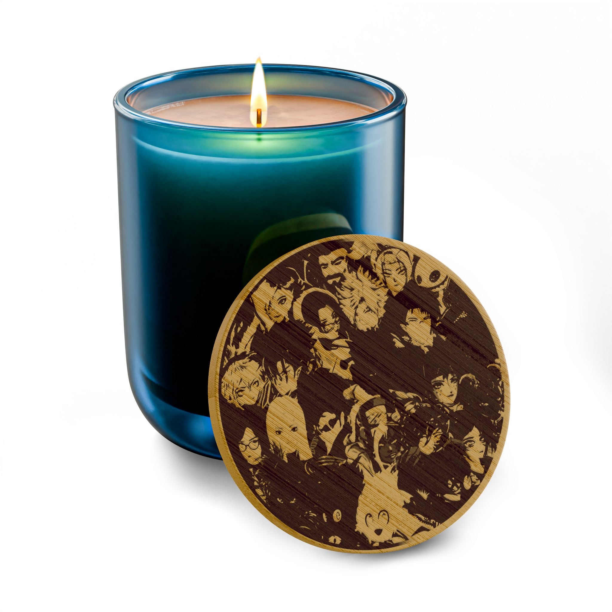 Engraved 14oz Scented Soy Candle — Warm Amber & Patchouli, Sycho Syndicate Wooden Lid