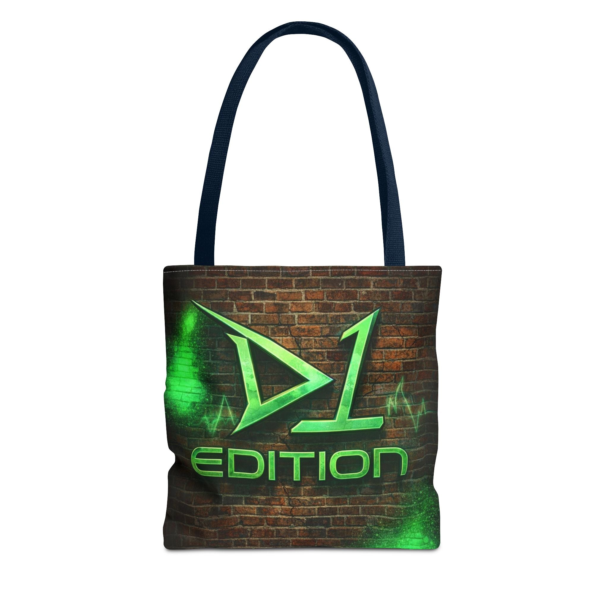 D1 Edition Graphic Tote Bag - Green Neon Brick Wall Design