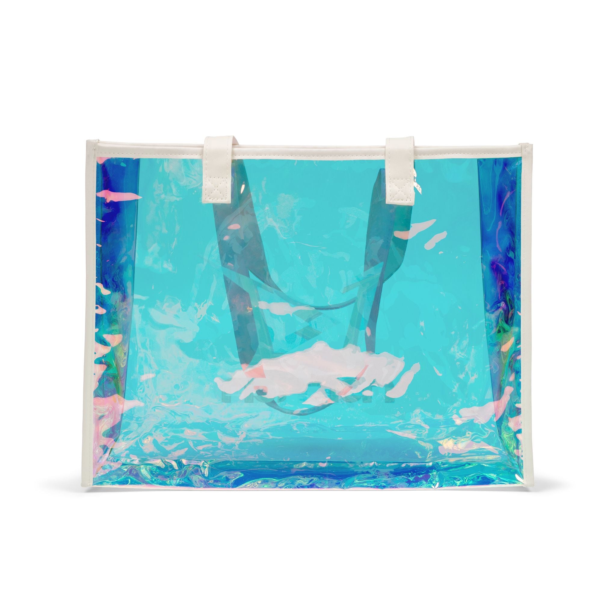 D1 Edition Holographic Beach Tote Bag — Iridescent Clear Summer Carryall