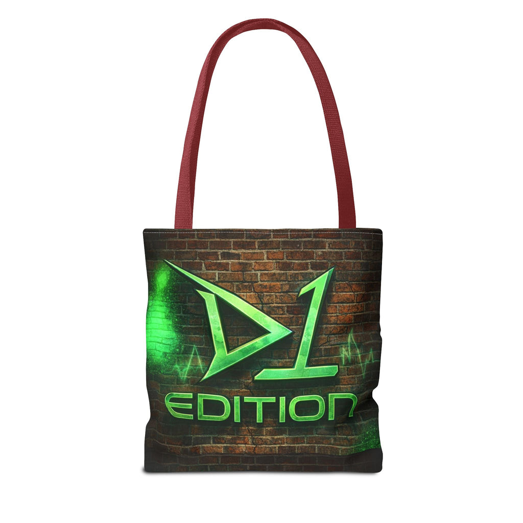 D1 Edition Graphic Tote Bag - Green Neon Brick Wall Design