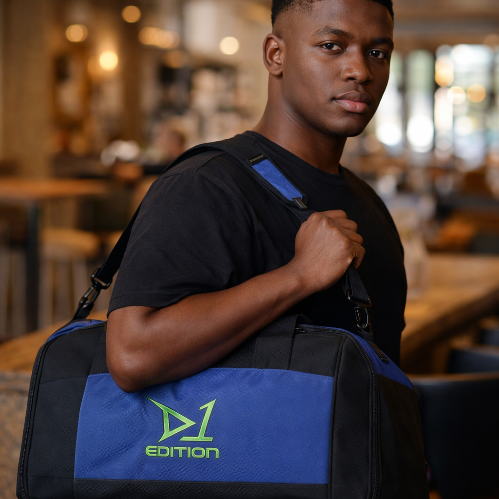 D1 Edition Athletic Gym Bag — Lightweight Sports Duffle with Logo