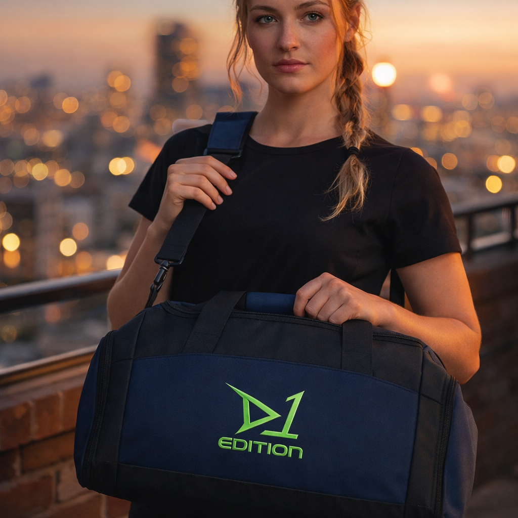 D1 Edition Athletic Gym Bag — Lightweight Sports Duffle with Logo