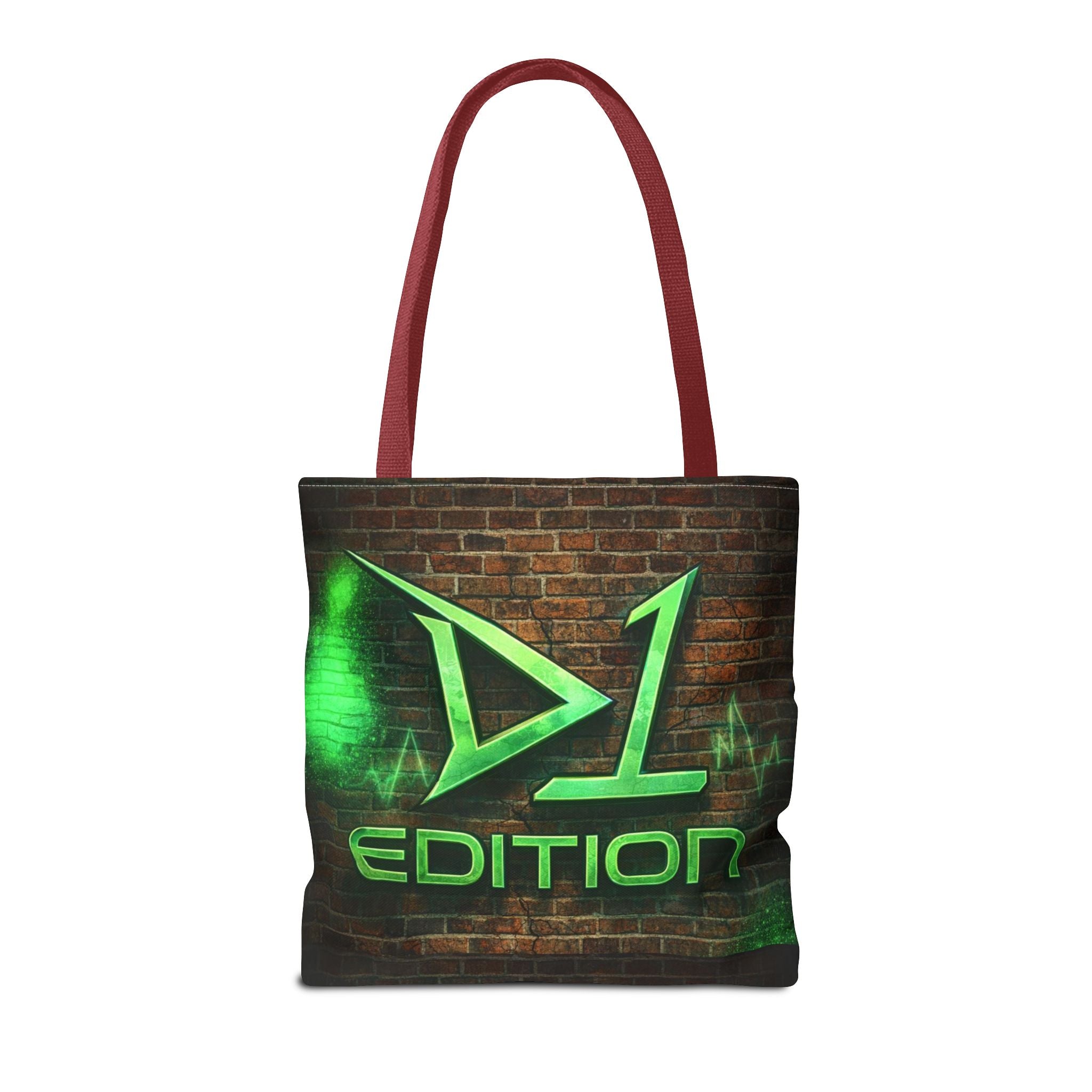 D1 Edition Graphic Tote Bag - Green Neon Brick Wall Design