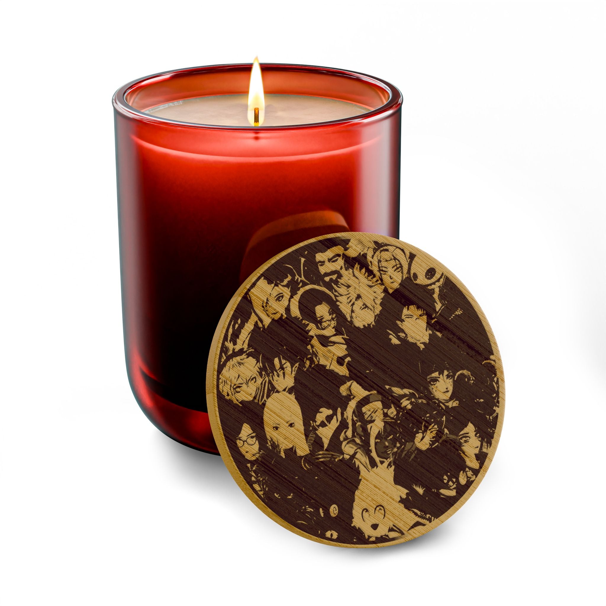 Engraved 14oz Scented Soy Candle — Warm Amber & Patchouli, Sycho Syndicate Wooden Lid