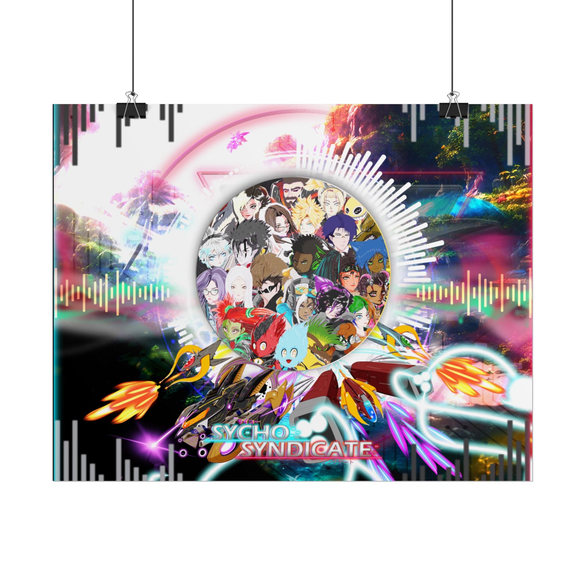 Rolled Poster — Psychedelic Anime Collage - Sycho Syndicate Visualizer Art Print