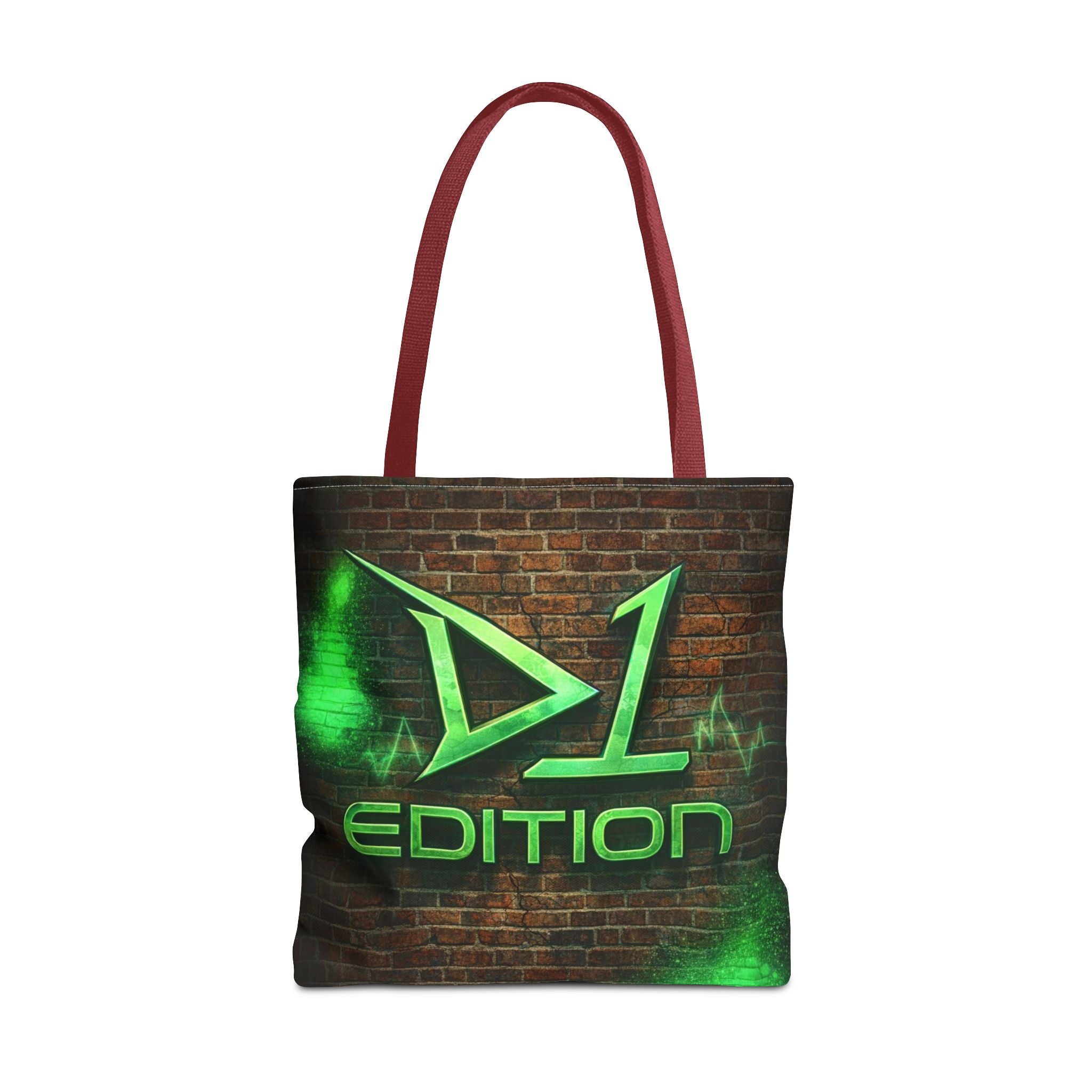D1 Edition Graphic Tote Bag - Green Neon Brick Wall Design