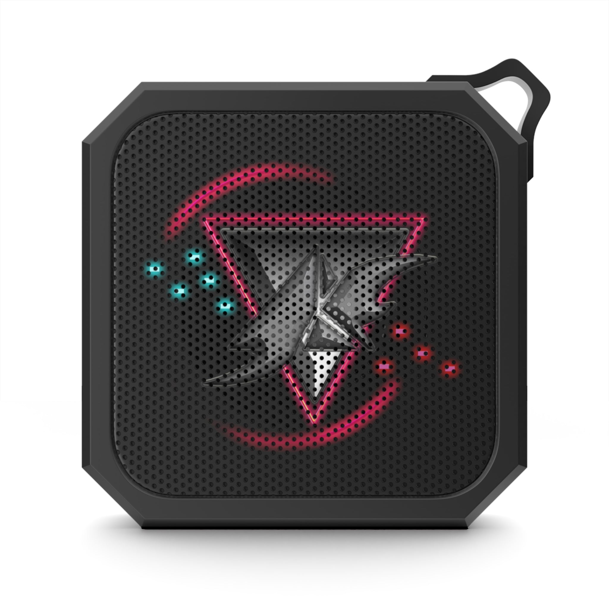 Outdoor Bluetooth Speaker - Blackwater Rugged Portable Speaker with Neon Geometric Sycho Syndicate Logo Design
