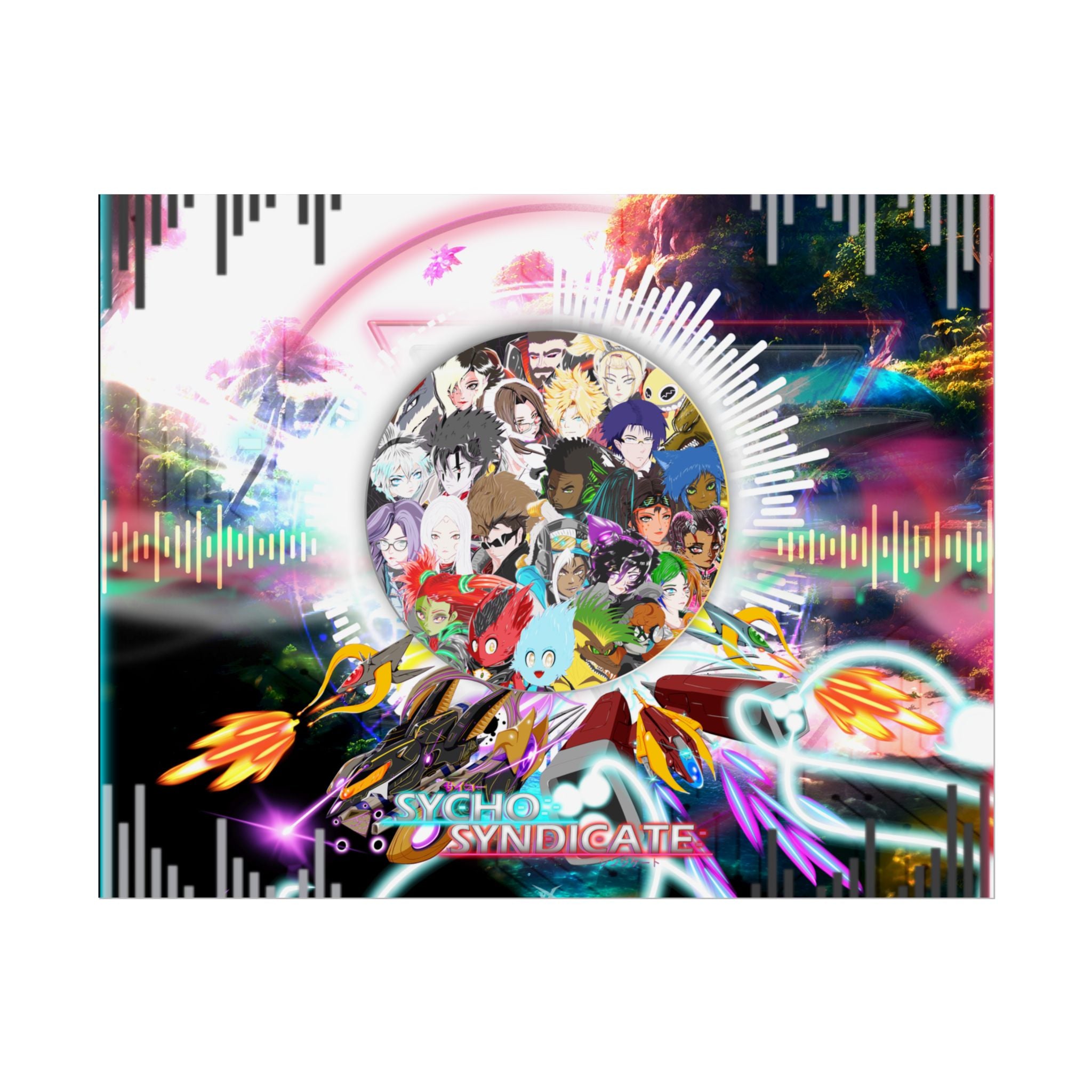 Rolled Poster — Psychedelic Anime Collage - Sycho Syndicate Visualizer Art Print