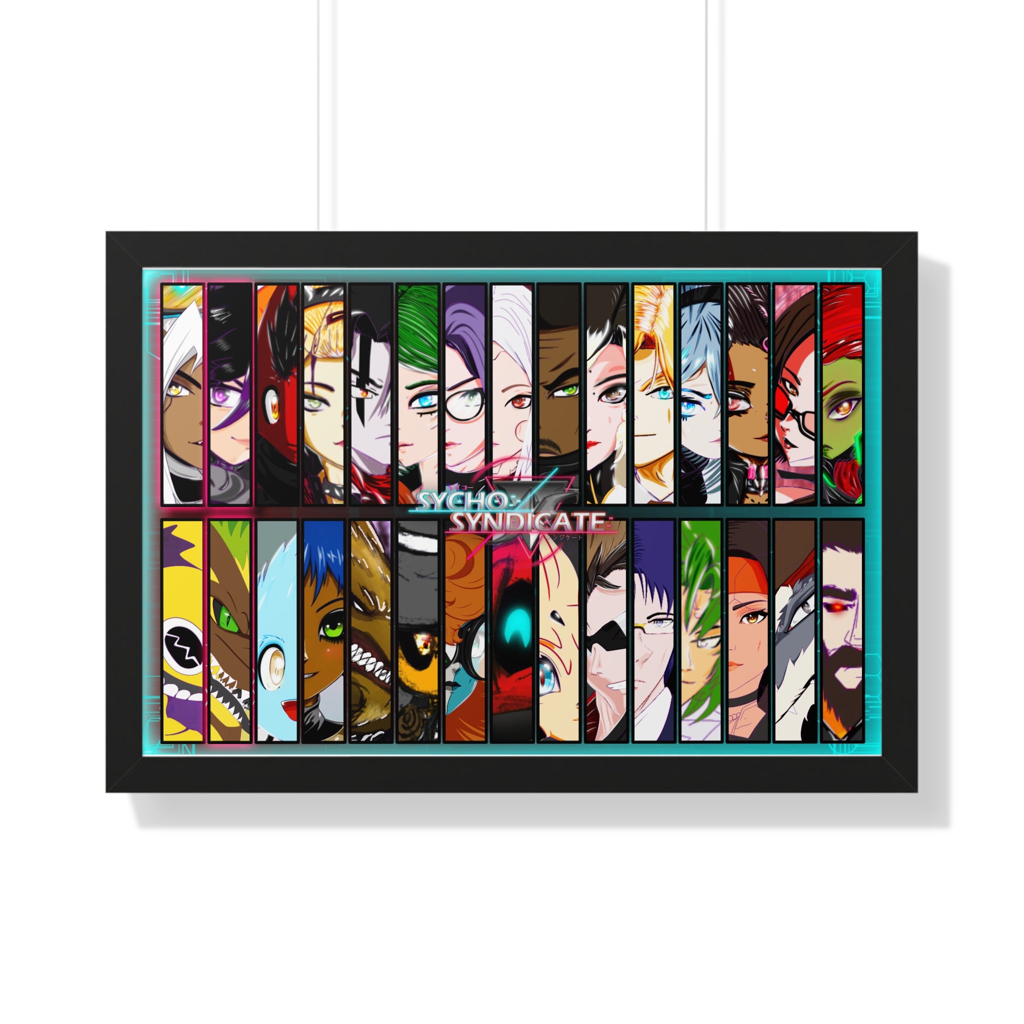 Framed Sycho Syndicate Group Character Collage Poster — Sycho Syndicate Horizontal Art Print