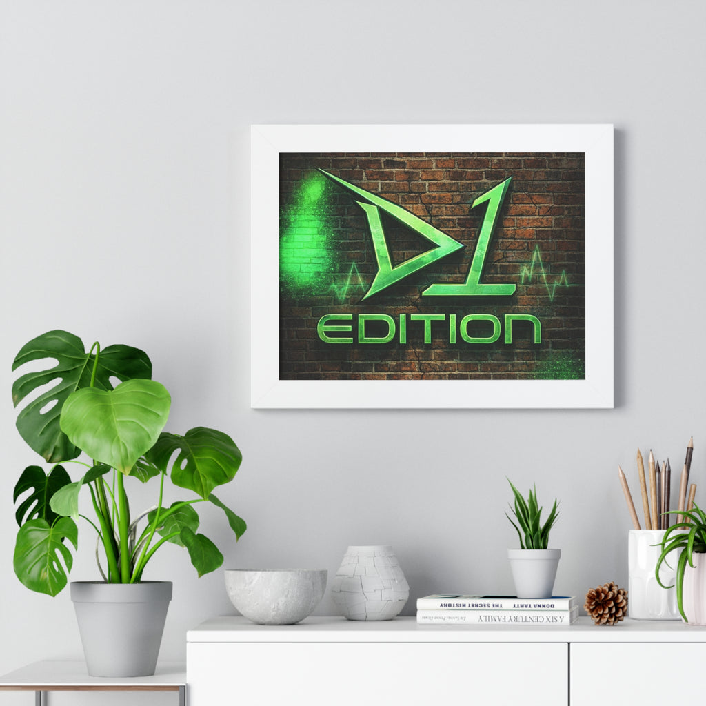 Framed Poster - Green Spray Wall Logo "D1 Edition"