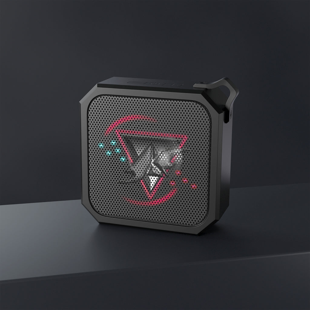 Outdoor Bluetooth Speaker - Blackwater Rugged Portable Speaker with Neon Geometric Sycho Syndicate Logo Design