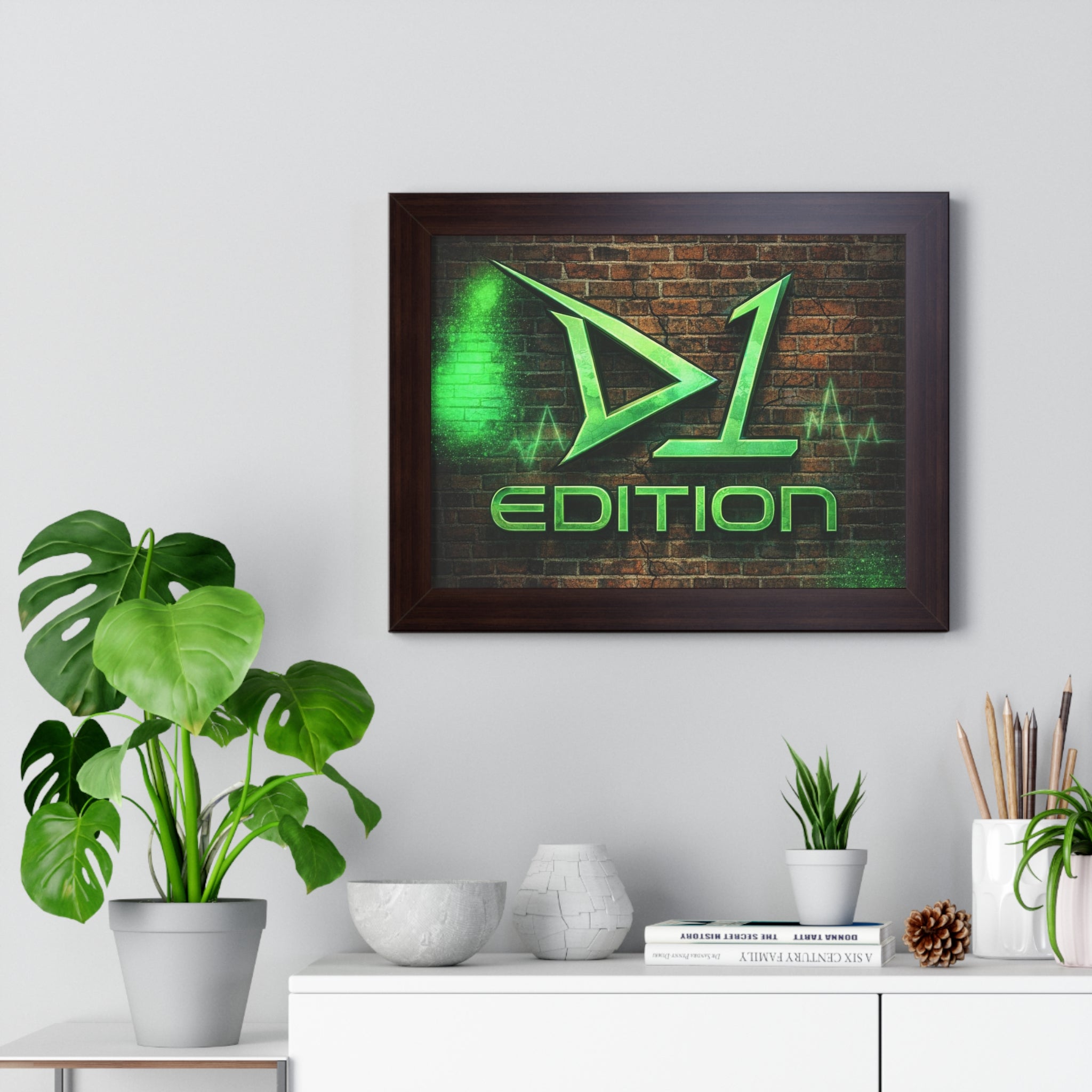 Framed Poster - Green Spray Wall Logo "D1 Edition"