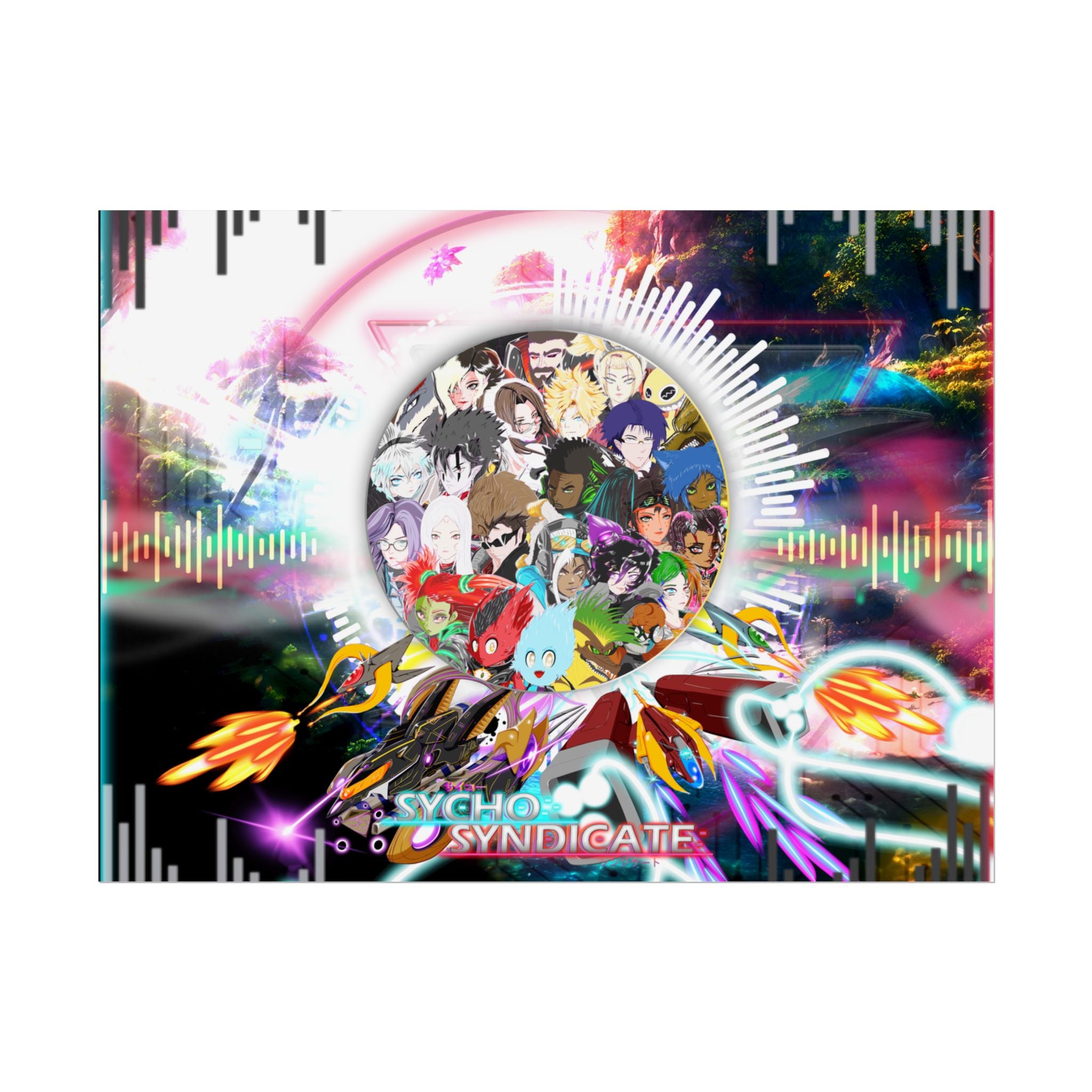 Rolled Poster — Psychedelic Anime Collage - Sycho Syndicate Visualizer Art Print