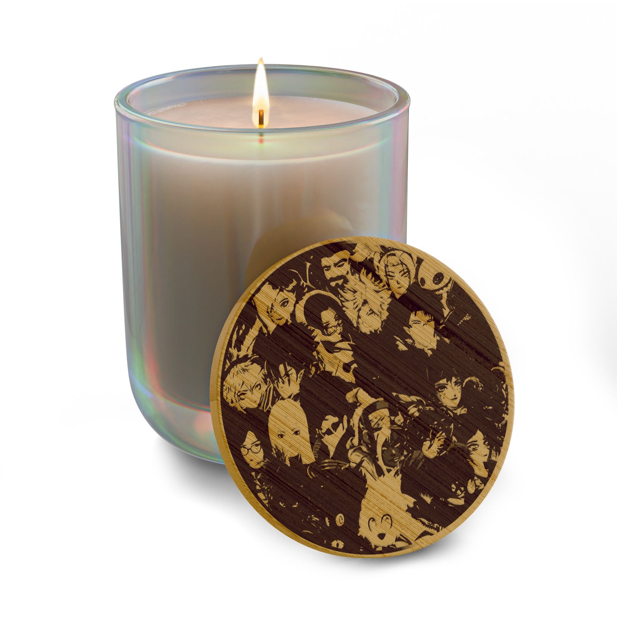 Engraved 14oz Scented Soy Candle — Warm Amber & Patchouli, Sycho Syndicate Wooden Lid