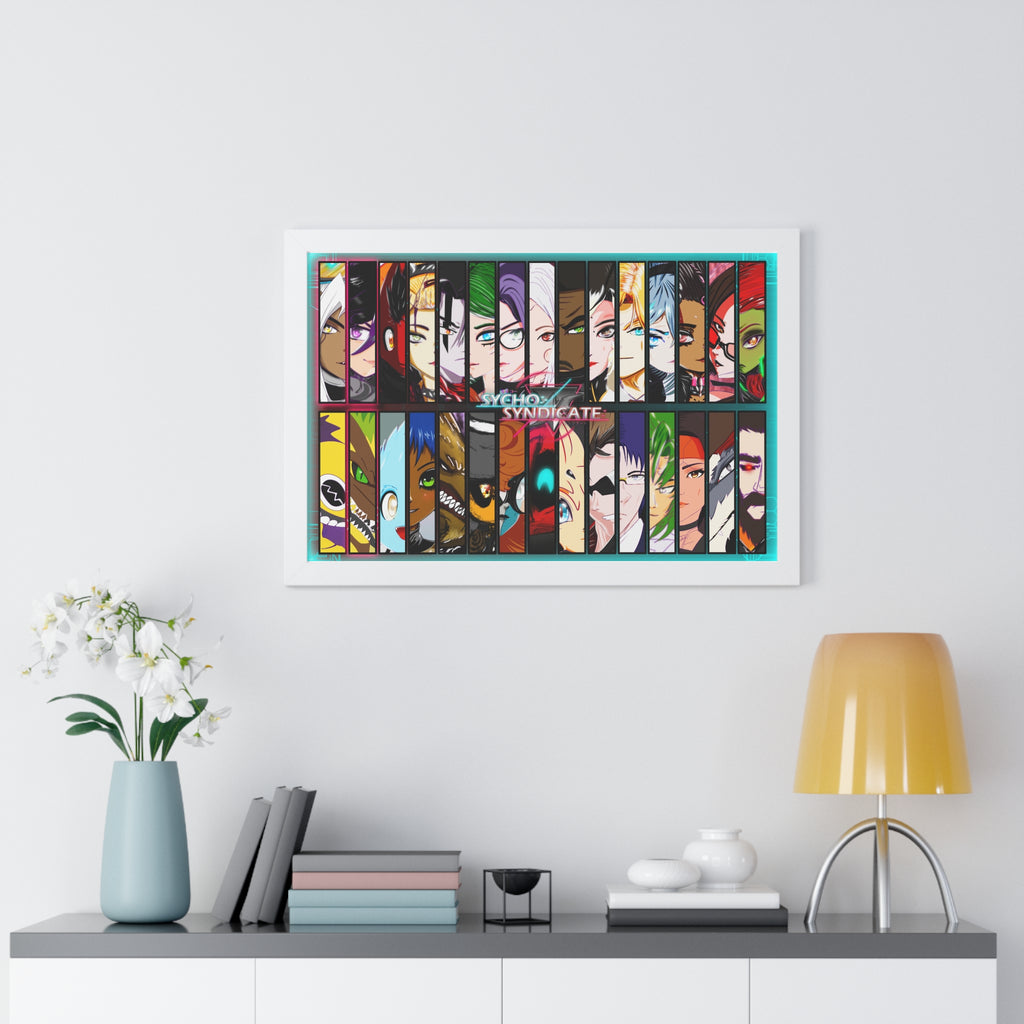 Framed Sycho Syndicate Group Character Collage Poster — Sycho Syndicate Horizontal Art Print
