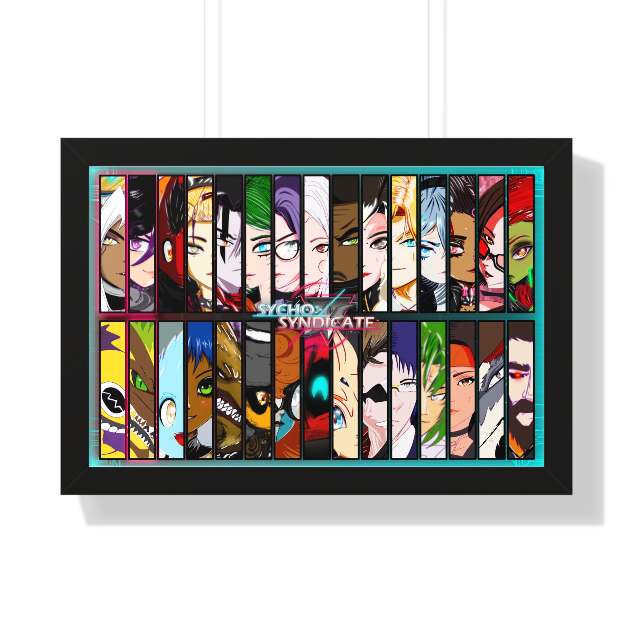 Framed Sycho Syndicate Group Character Collage Poster — Sycho Syndicate Horizontal Art Print