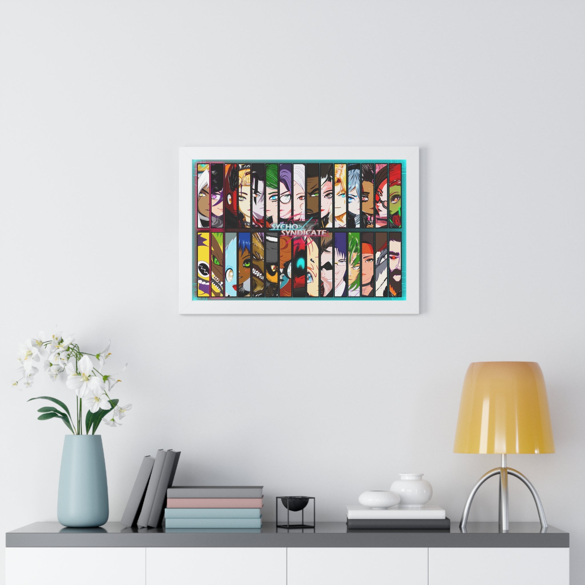 Framed Sycho Syndicate Group Character Collage Poster — Sycho Syndicate Horizontal Art Print