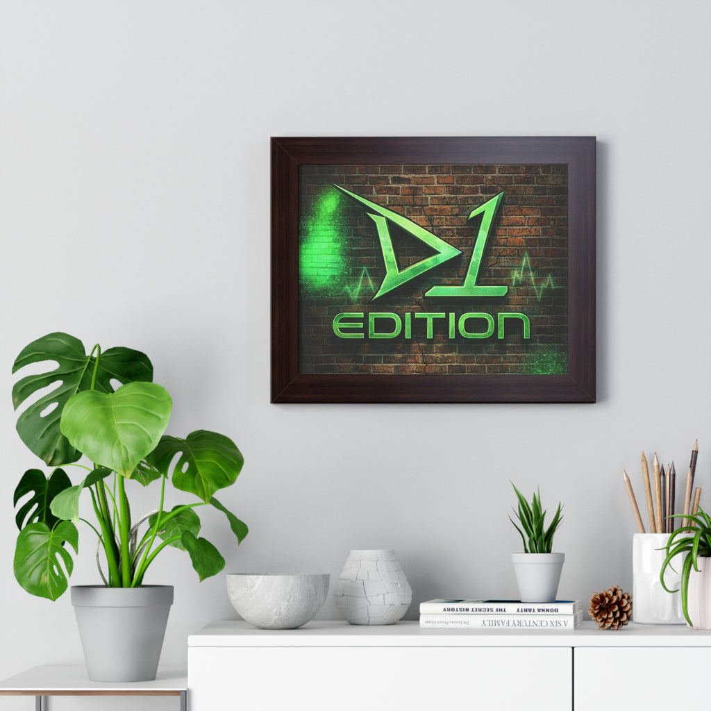 Framed Poster - Green Spray Wall Logo "D1 Edition"