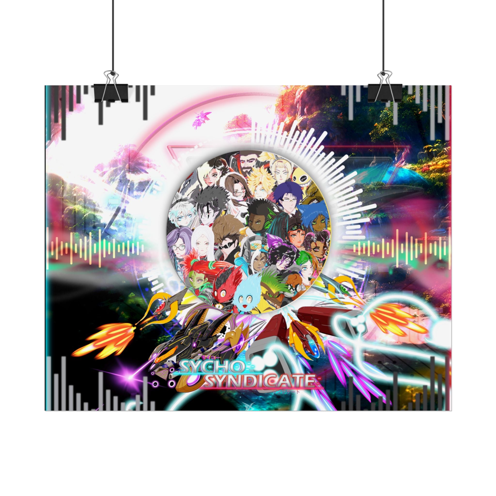 Rolled Poster — Psychedelic Anime Collage - Sycho Syndicate Visualizer Art Print