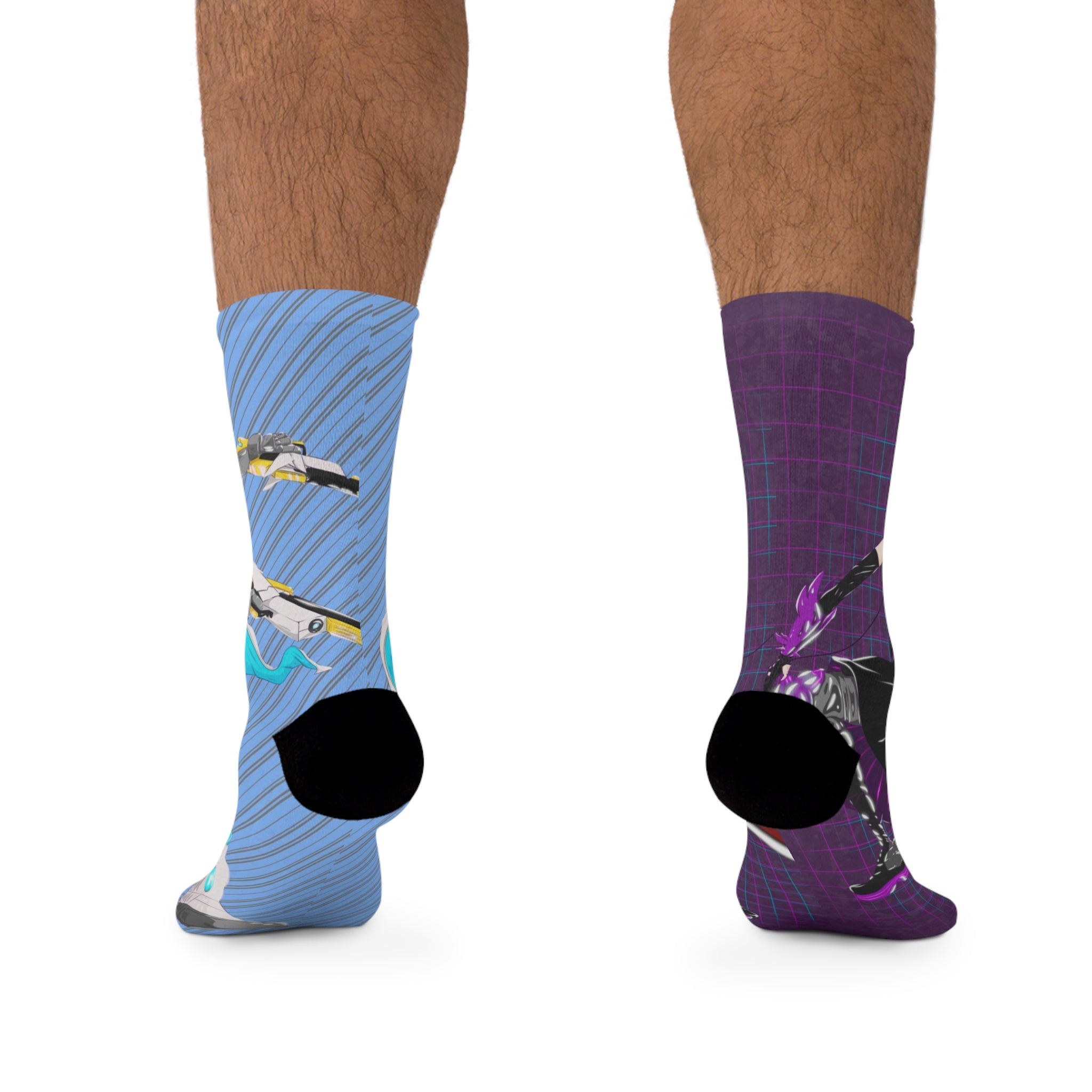 Aaron & Sakira Character Socks — Colorful Split-Design Sycho Syndicate Socks