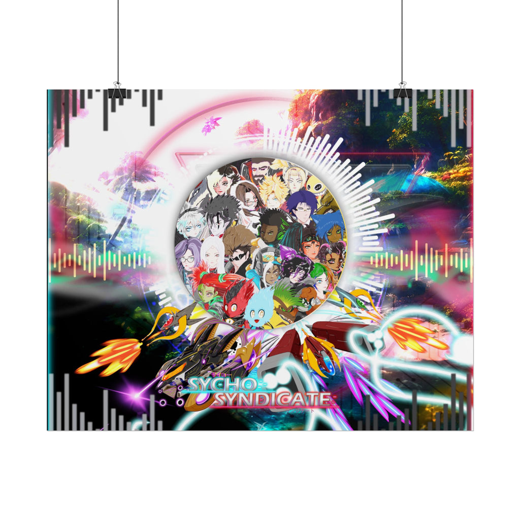 Rolled Poster — Psychedelic Anime Collage - Sycho Syndicate Visualizer Art Print