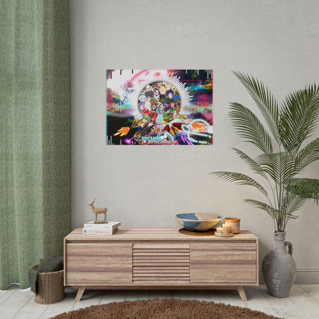 Rolled Poster — Psychedelic Anime Collage - Sycho Syndicate Visualizer Art Print