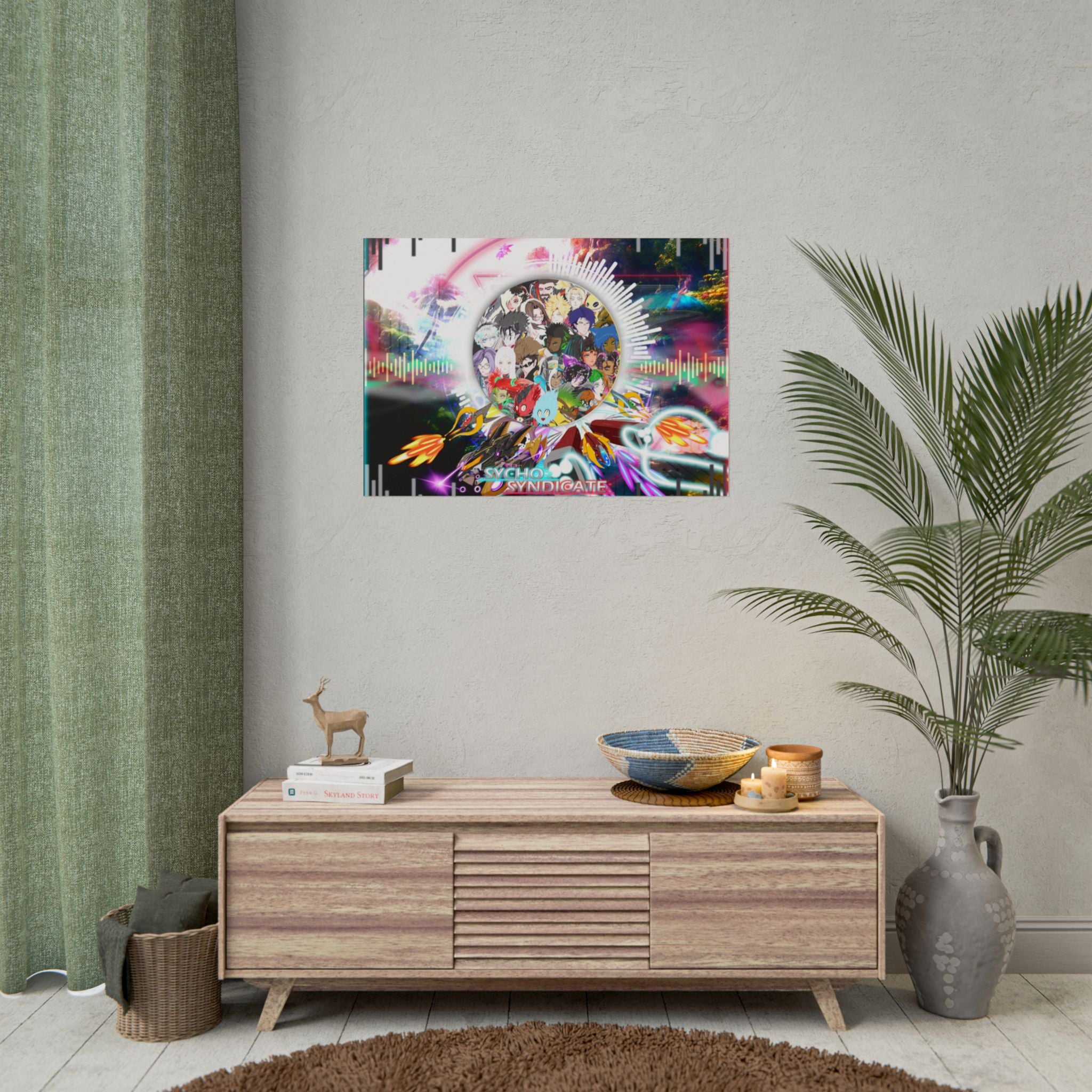 Rolled Poster — Psychedelic Anime Collage - Sycho Syndicate Visualizer Art Print