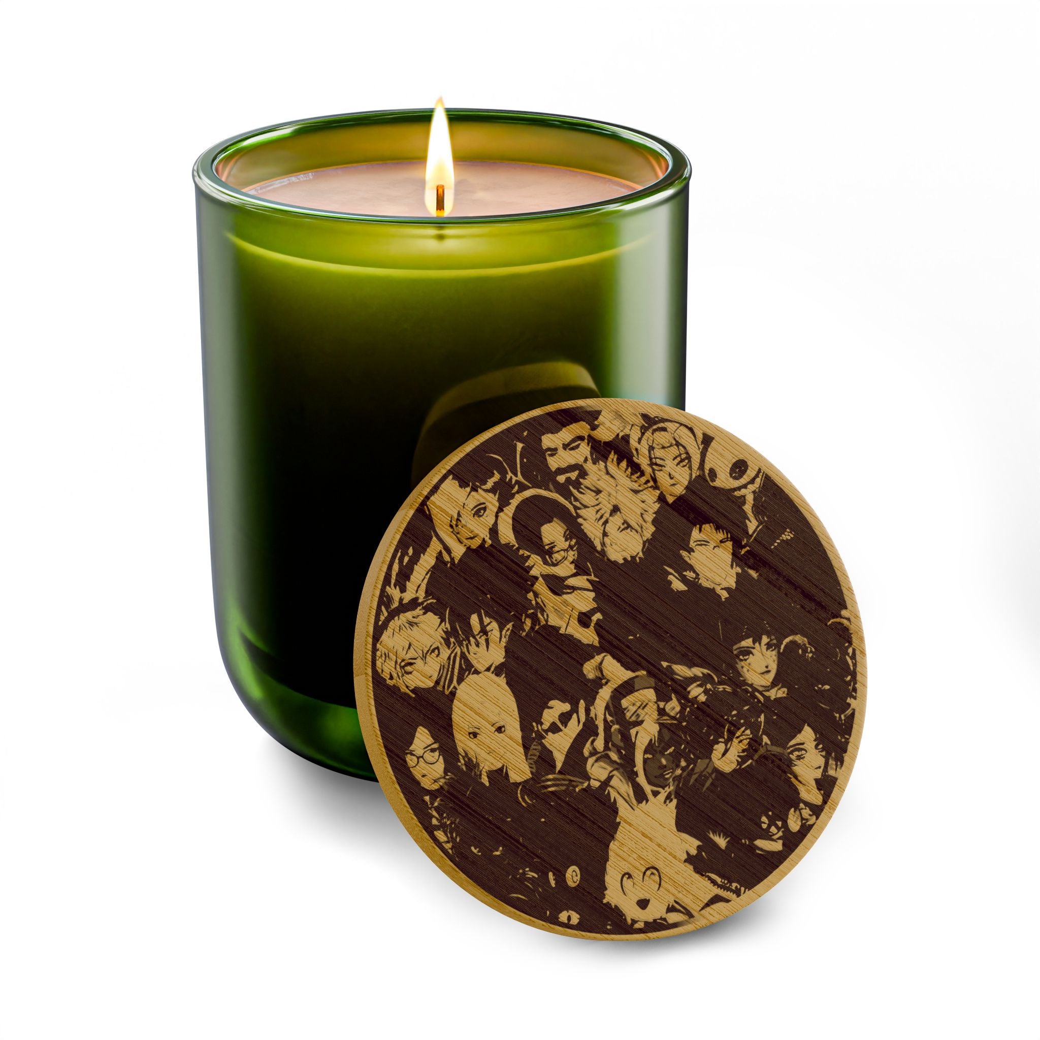 Engraved 14oz Scented Soy Candle — Warm Amber & Patchouli, Sycho Syndicate Wooden Lid