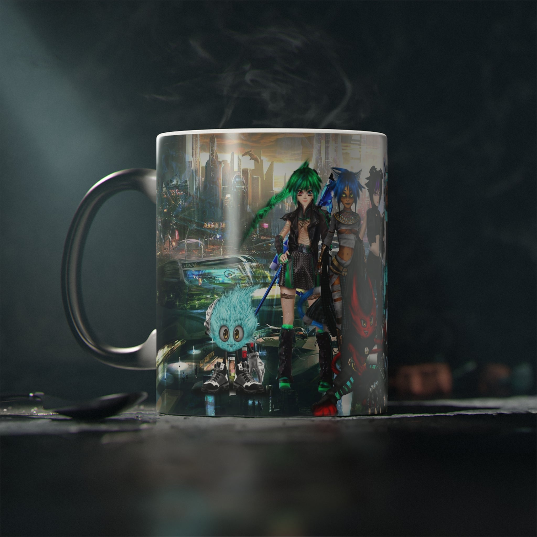 Magic Mug — Sycho Syndicate Semi Realistic Character Collage Heat-Change Coffee Mug
